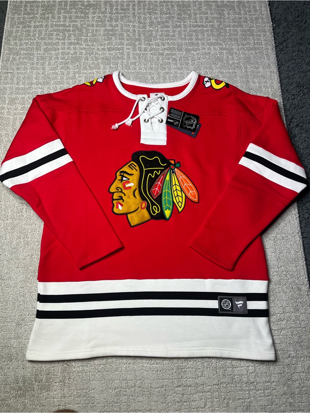 NWT New Fanatics NHL Chicago Blackhawks Thick Sweatshirt Red Jersey Mens XL